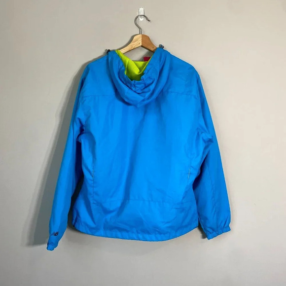 New Balance Windbreaker Rain Running Hooded Jacket Women's XXL Long Sleeve Blue - Picture 3 of 16